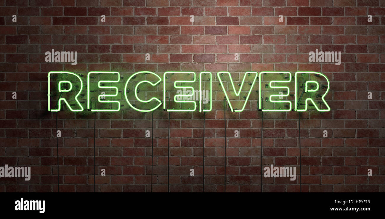 Receptor Signage RECEIVER - fluorescent Neon tube Sign on brickwork - Front view - 3D ...