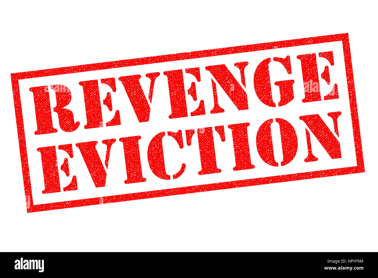 REVENGE EVICTION red Rubber Stamp over a white background. Stock Photo