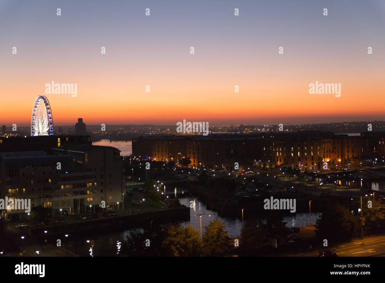Sunrise Over Albert Dock, Liverpool, England, UK Stock Photo