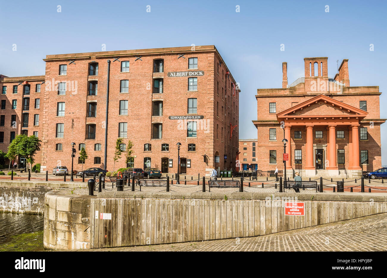 Edward Pavilion at The Albert Dock is a complex of dock buildings and warehouses in Liverpool, England. Stock Photo