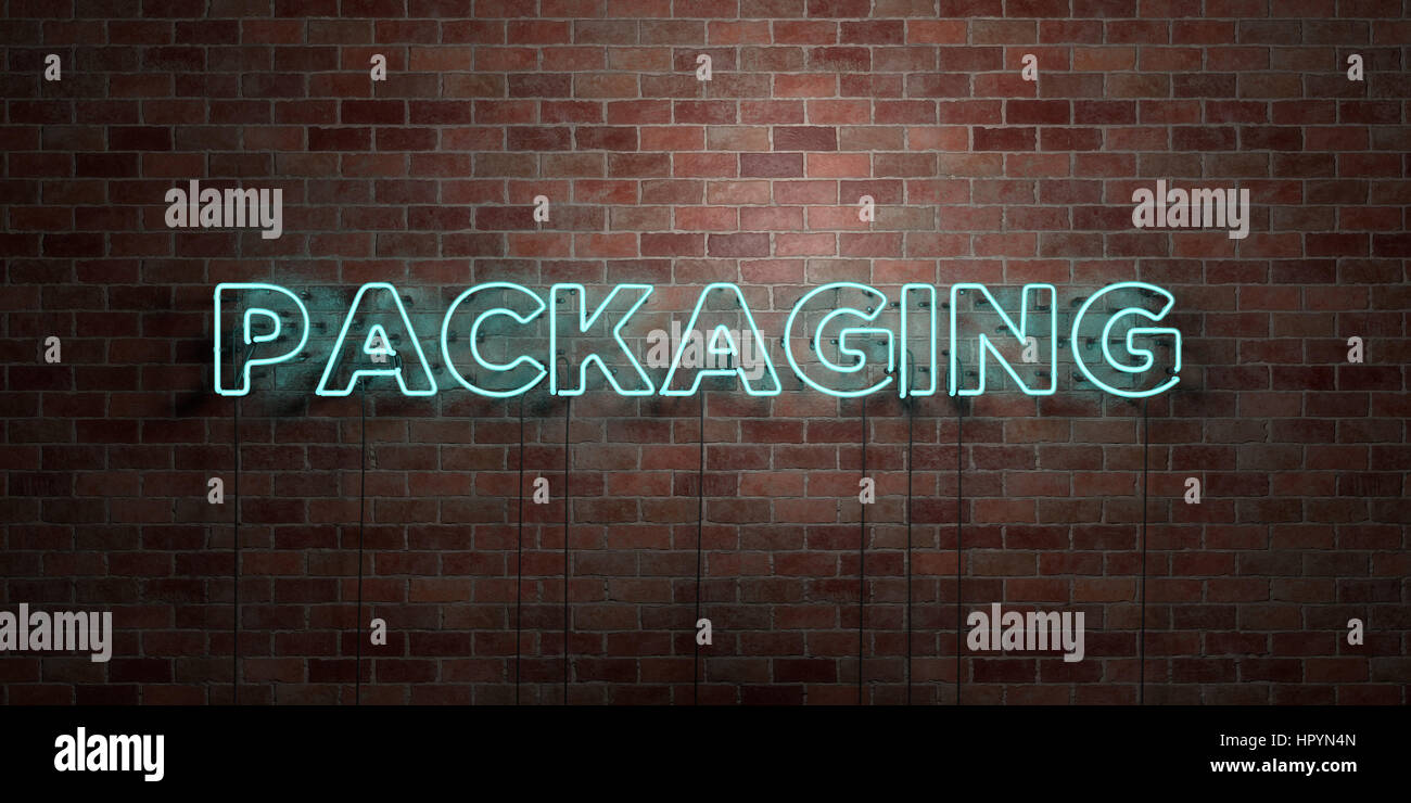 Neon Sign Packaging PACKAGING - fluorescent Neon tube Sign on brickwork - Front view - 3D ...