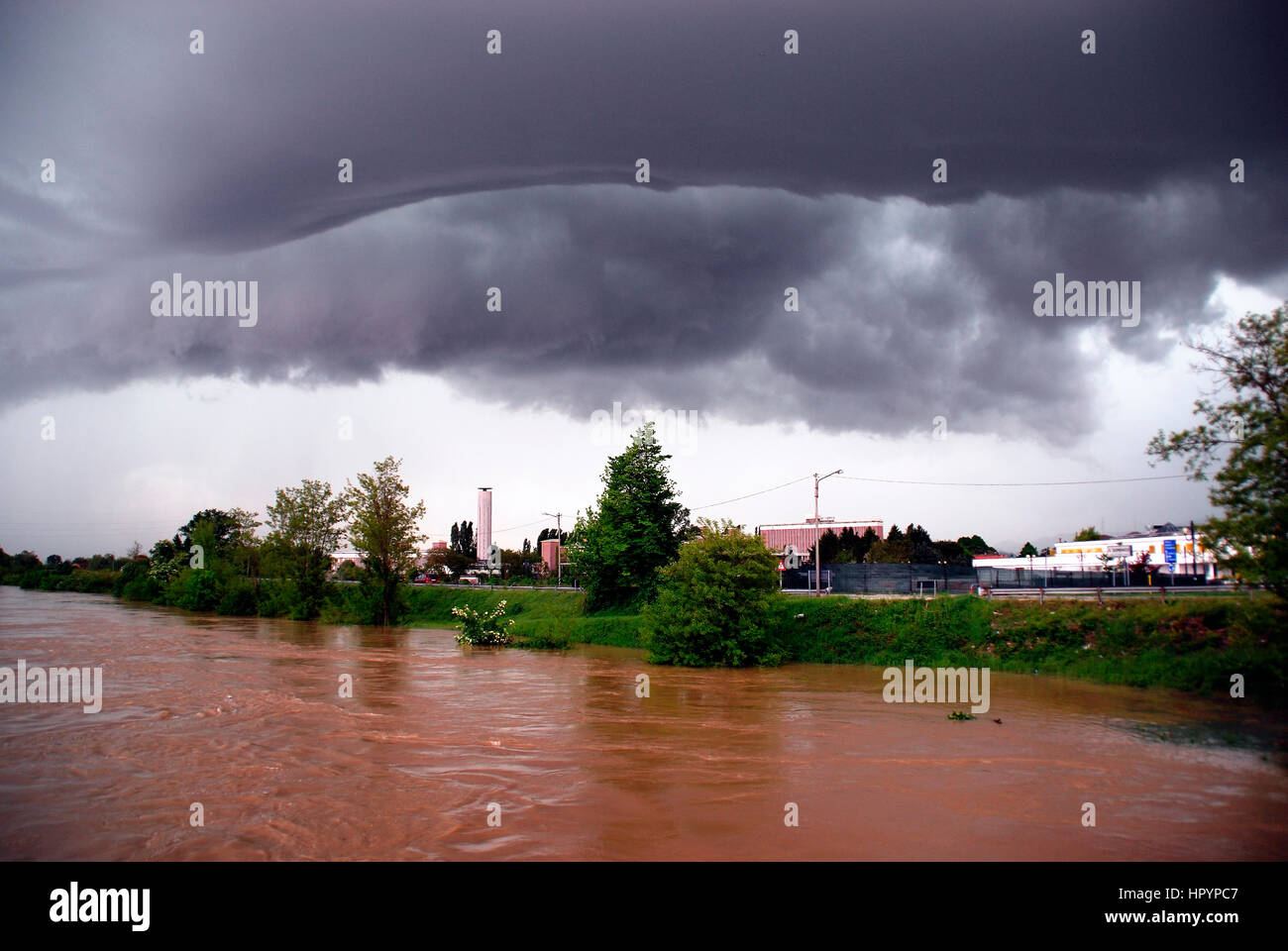 Bad weather in Italy. Heavy rains have flooded the fields