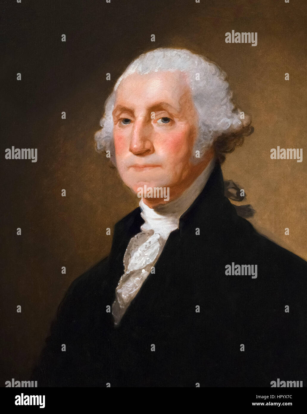 George Washington by Gilbert Stuart, oil on wood, c.1821 Stock Photo