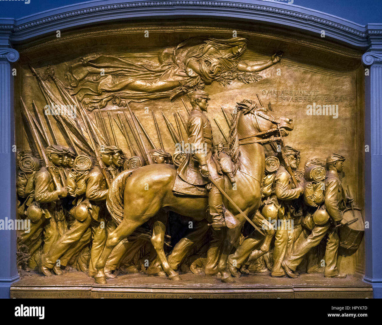 Robert Gould Shaw Memorial by Augustus SaintGaudens, plaster cast in