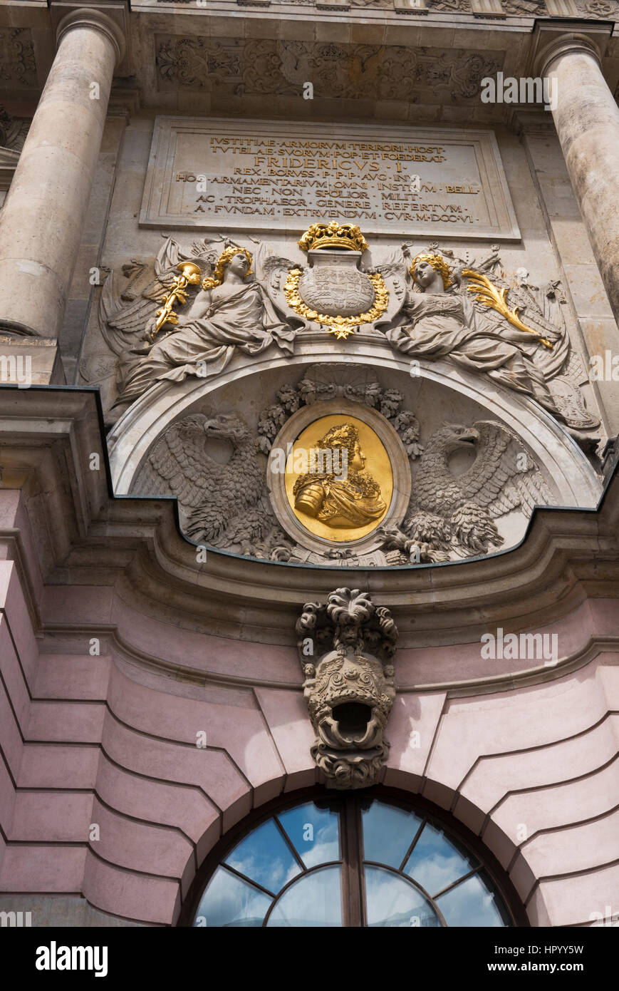 Designs above the entrance to Zeughaus Museum, Berlin, Germany Stock Photo
