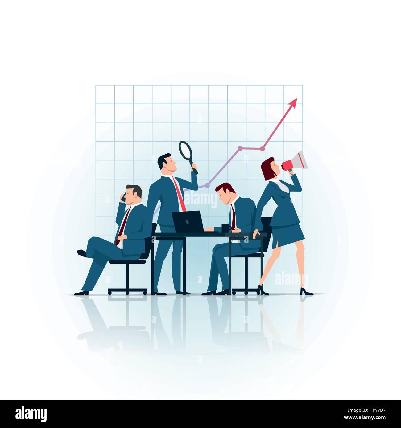 Business concept illustration. Business people team working. Elements are layered separately in vector file. Stock Vector