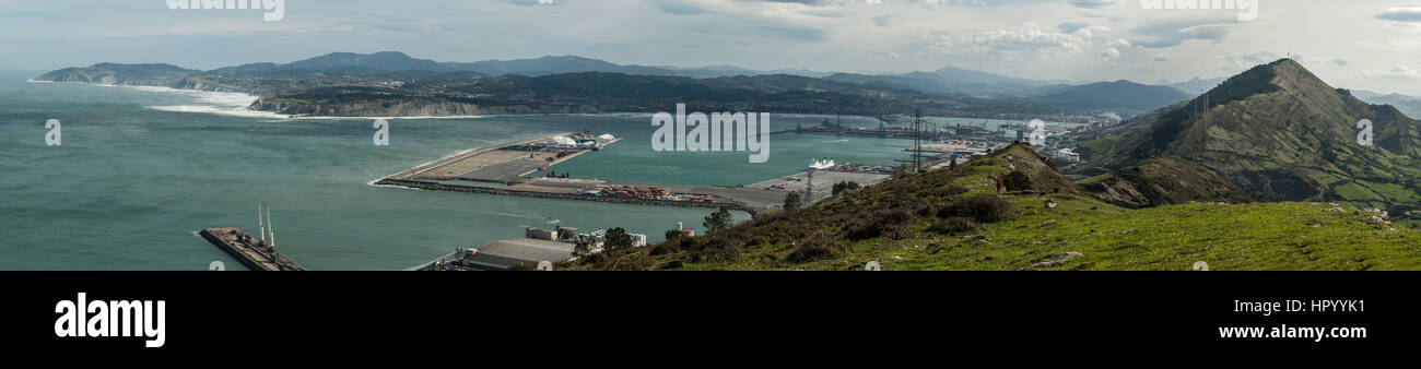 Panoramic view of El Abra Port of bilbao, basque coast Stock Photo