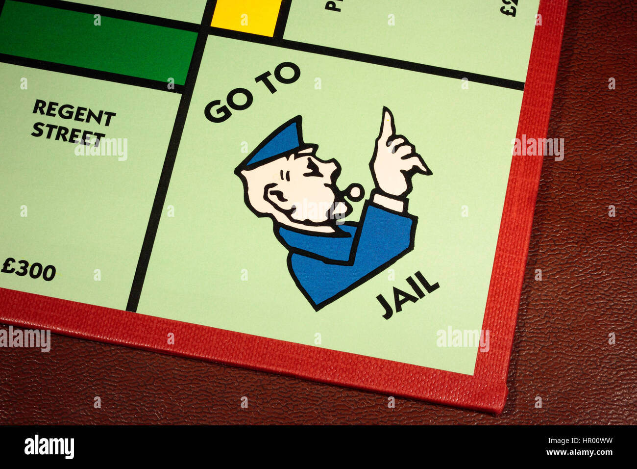 Monopoly board game GoTo Jail with Regents Street on the left Stock Photo