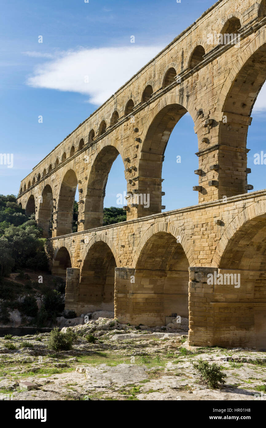 Roman aqueduct, Pont du Gard Provence France Stock Photo