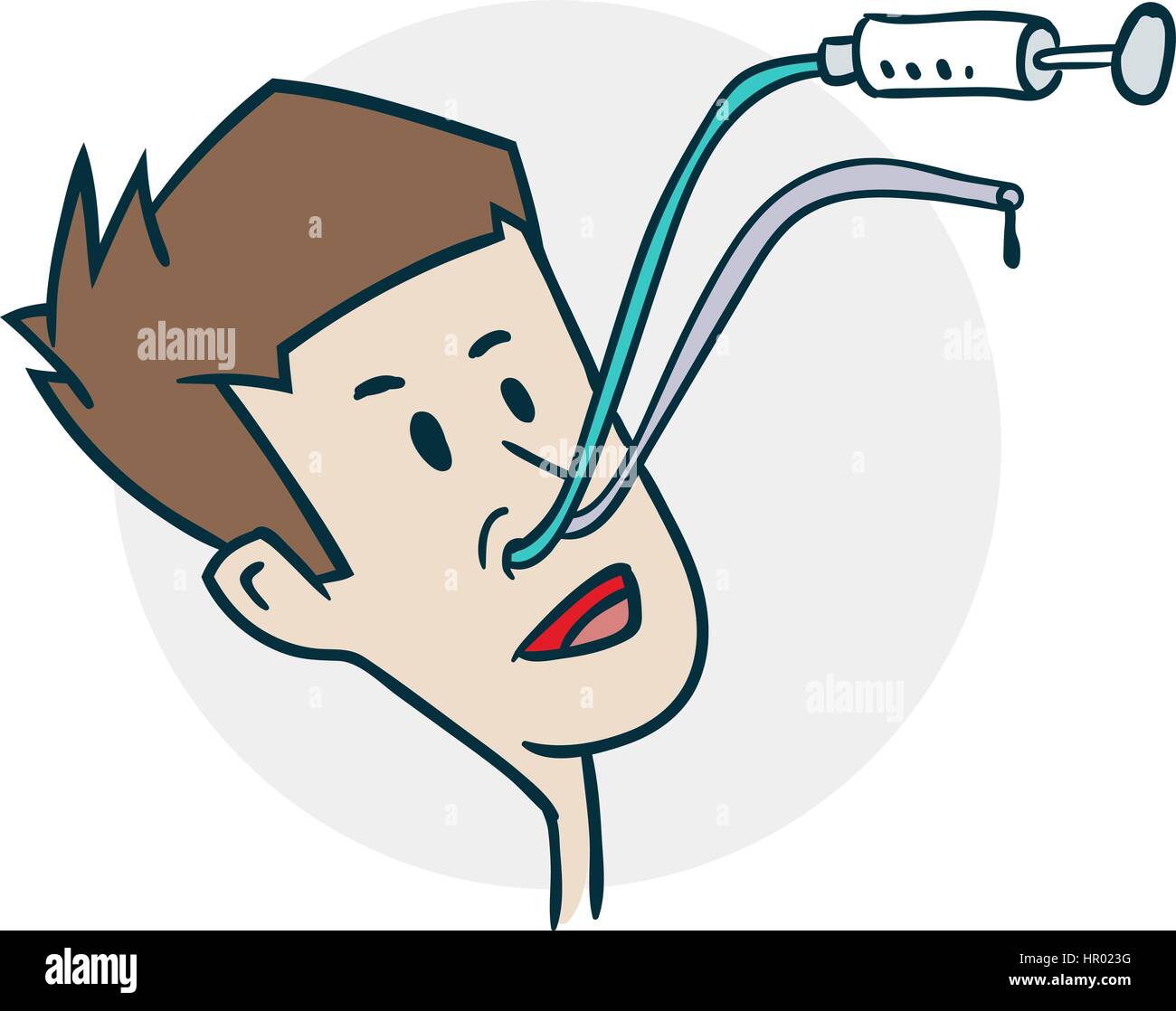 Procedure for the treatment of sinusitis. Icon on medical subjects. Illustration of a funny cartoon style Stock Vector