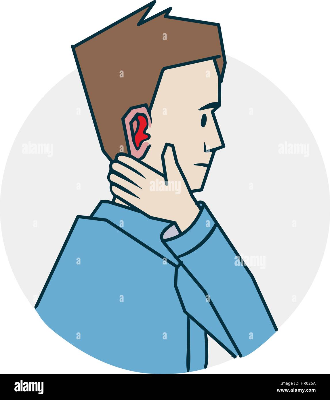 Problems with ears. Icon on medical subjects. Illustration of a funny cartoon style Stock Vector