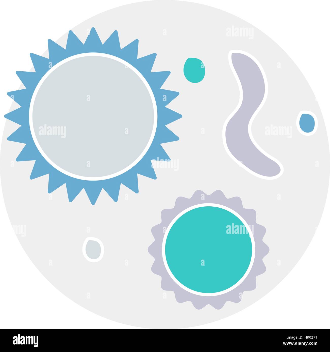 Cartoon Bacteria and viruses under the microscope. Icon on medical subjects. Illustration of a funny cartoon style Stock Vector