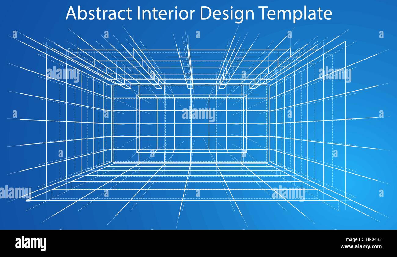 Wireframe Interior. Sketch Style. 3D Rendering Vector Illustration ...