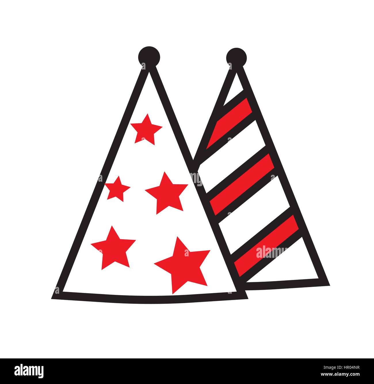 Party hats with stars and stripes icons vector isolated in white background. Stock Vector