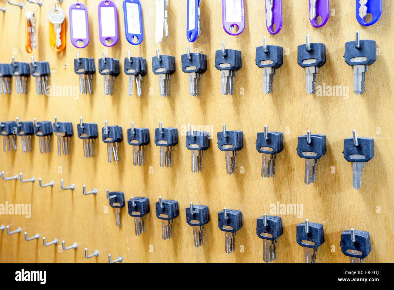 to several hooks hang there are several keys Stock Photo - Alamy