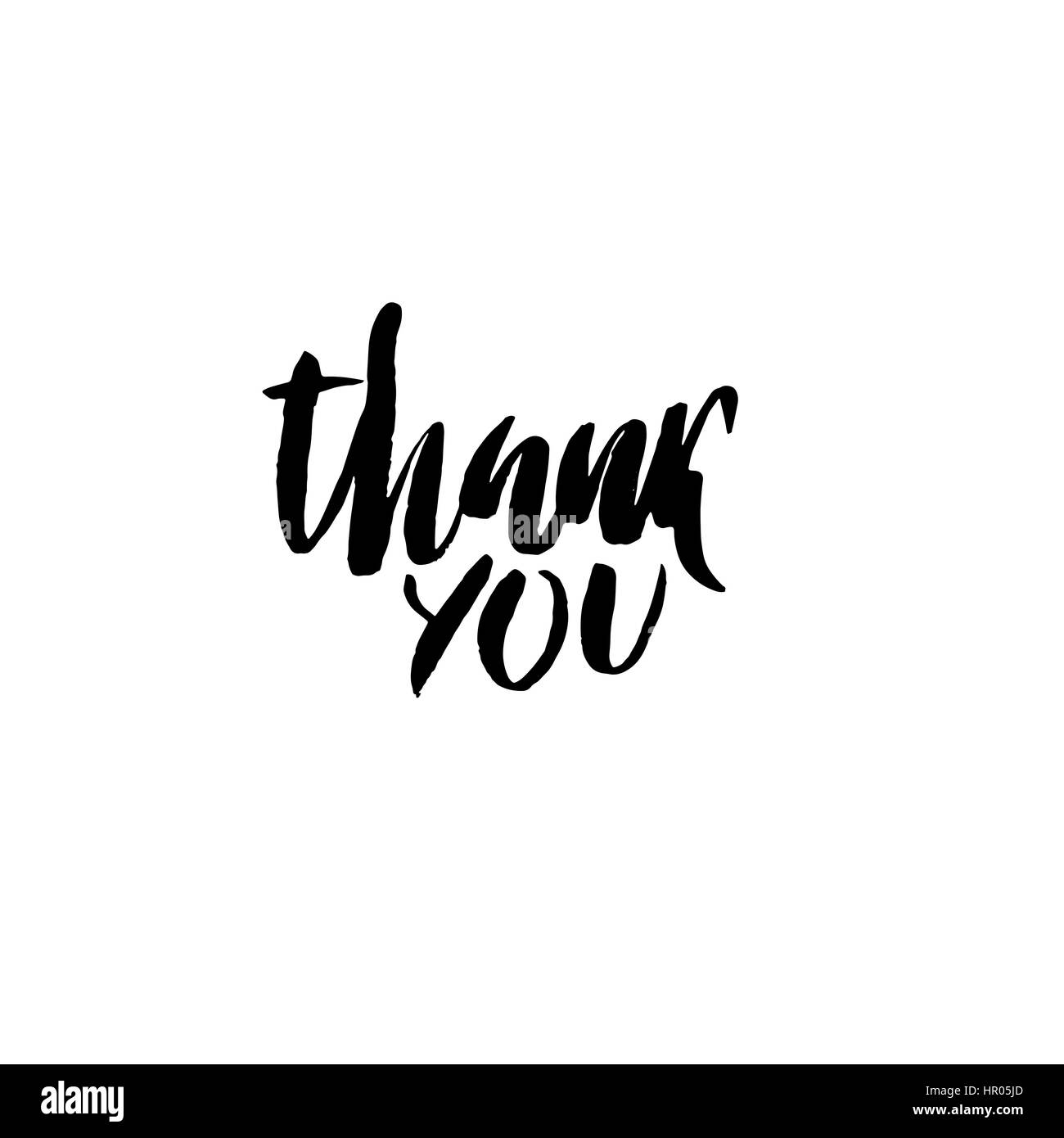 Thank You handwritten inscription. Hand drawn lettering. Thanks card. Vector illustration. Stock Vector