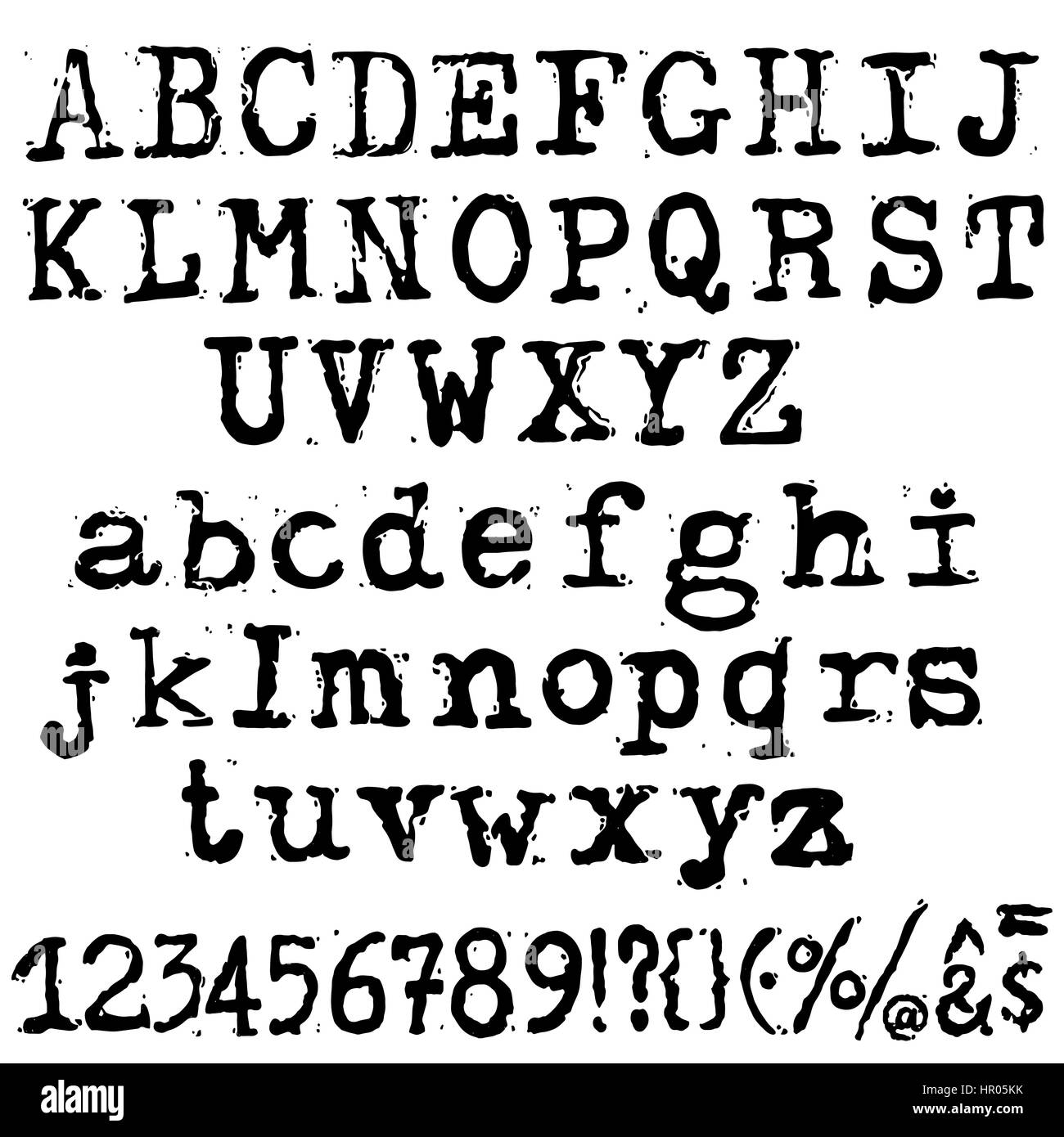 Vector old typewriter font. Vintage grunge letters. Old destroyed printed  letters Stock Vector Image & Art - Alamy