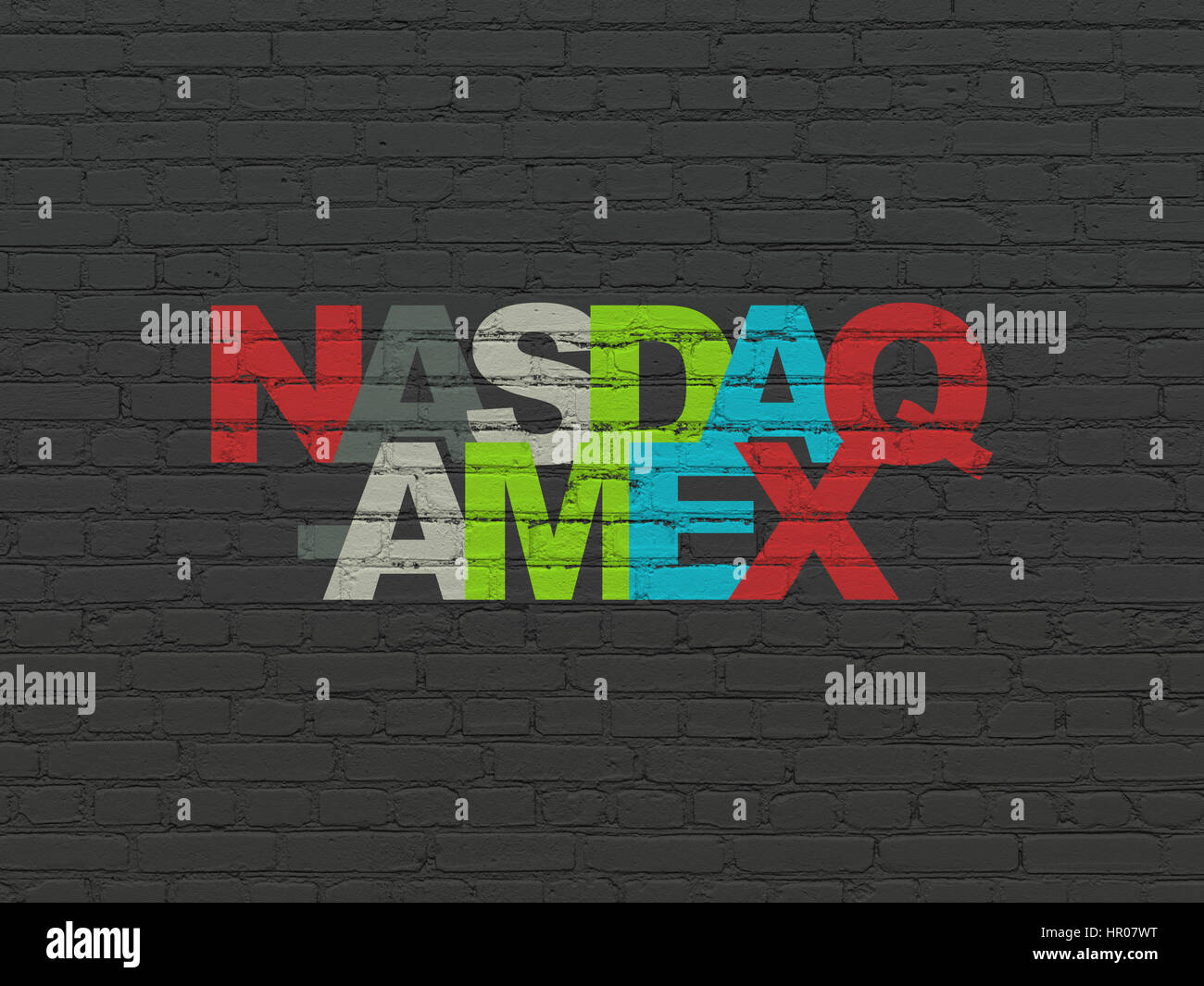 Stock market indexes concept: NASDAQ-AMEX on wall background Stock Photo