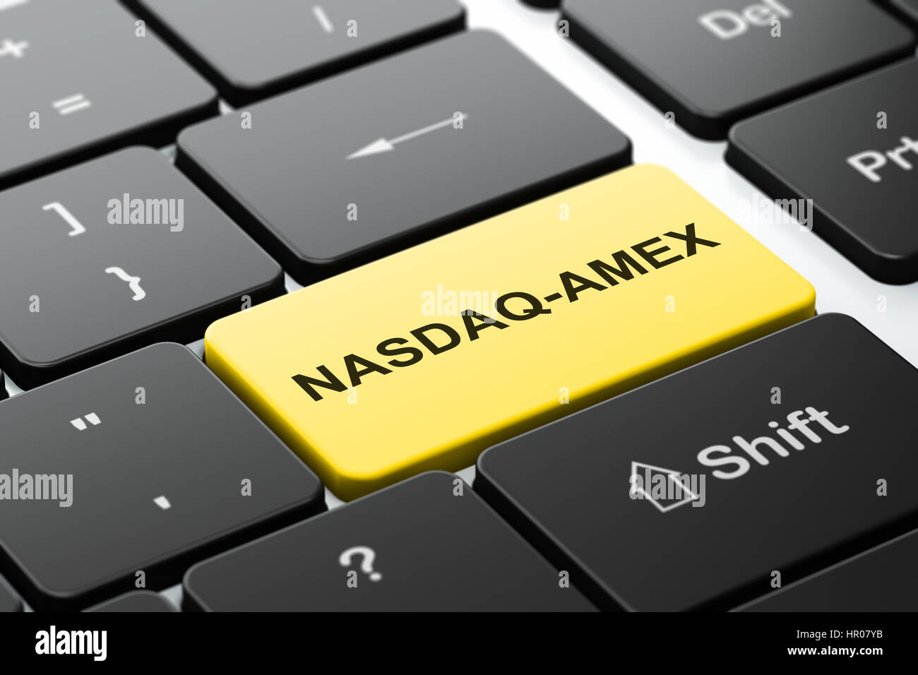 Stock market indexes concept: NASDAQ-AMEX on computer keyboard background Stock Photo