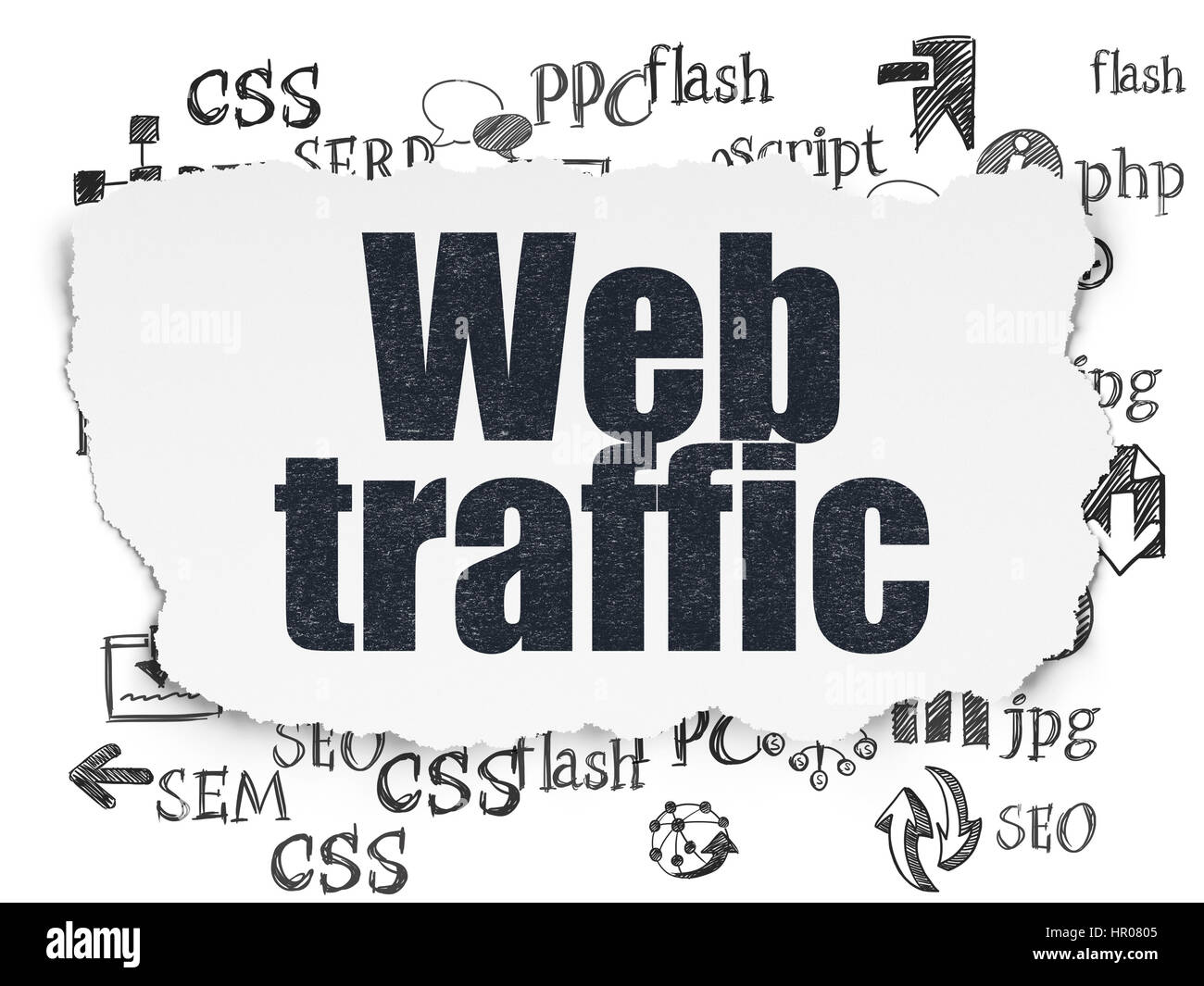 Web development concept: Web Traffic on Torn Paper background Stock Photo