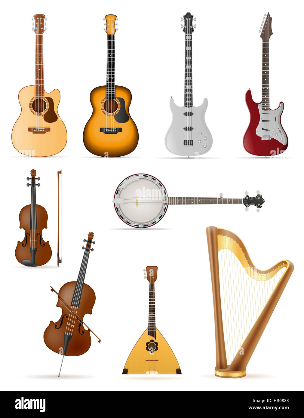 stringed musical instruments stock illustration isolated on white ...