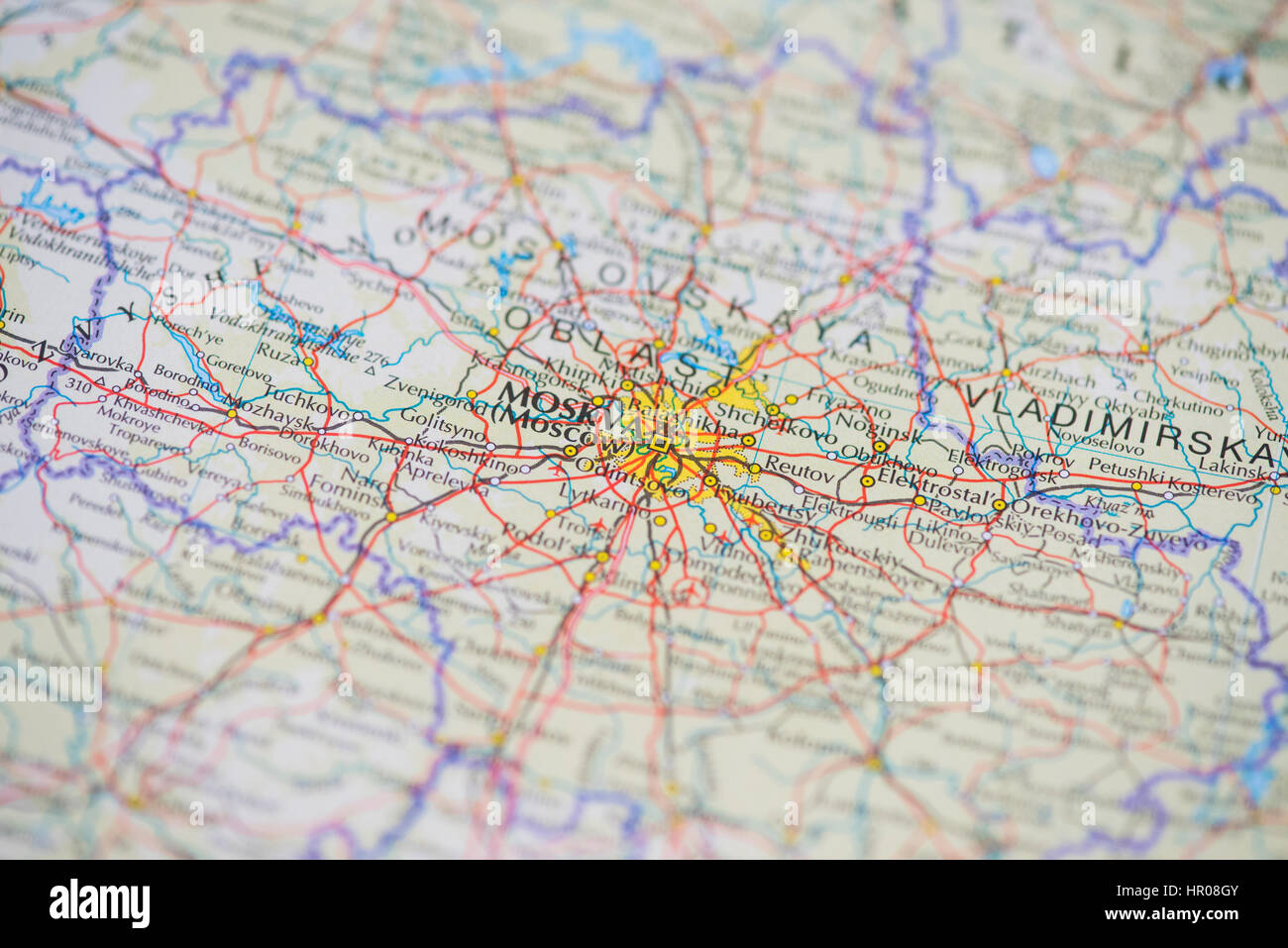 Russia map showing moscow Stock Photo
