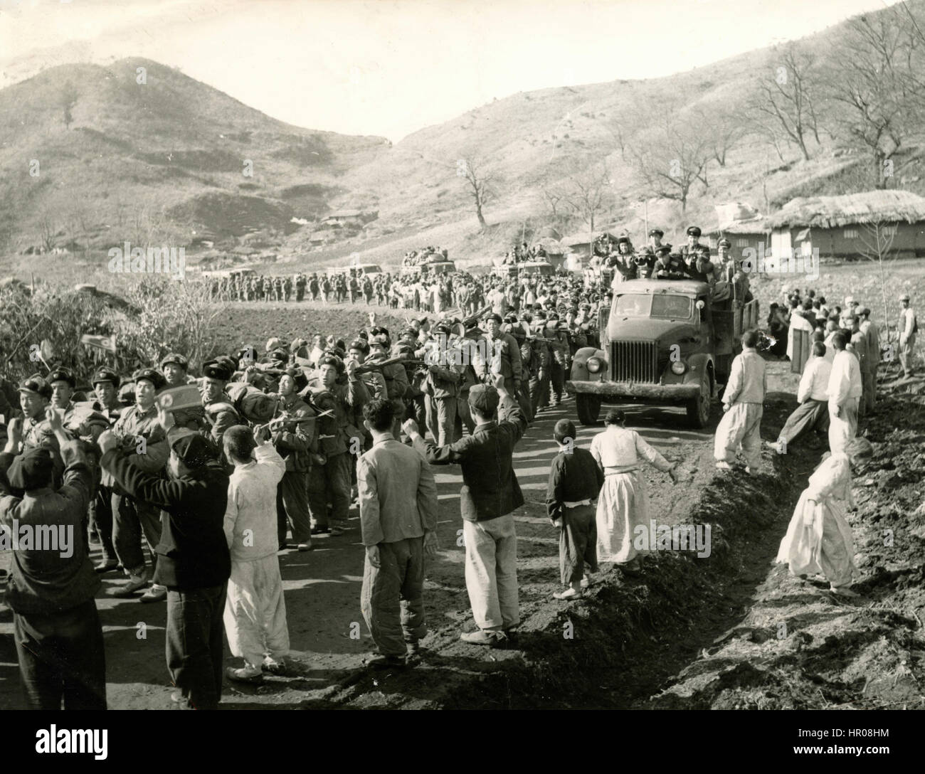 People bidding farewell to departing units of Chinese Peoples Stock Photo  - Alamy