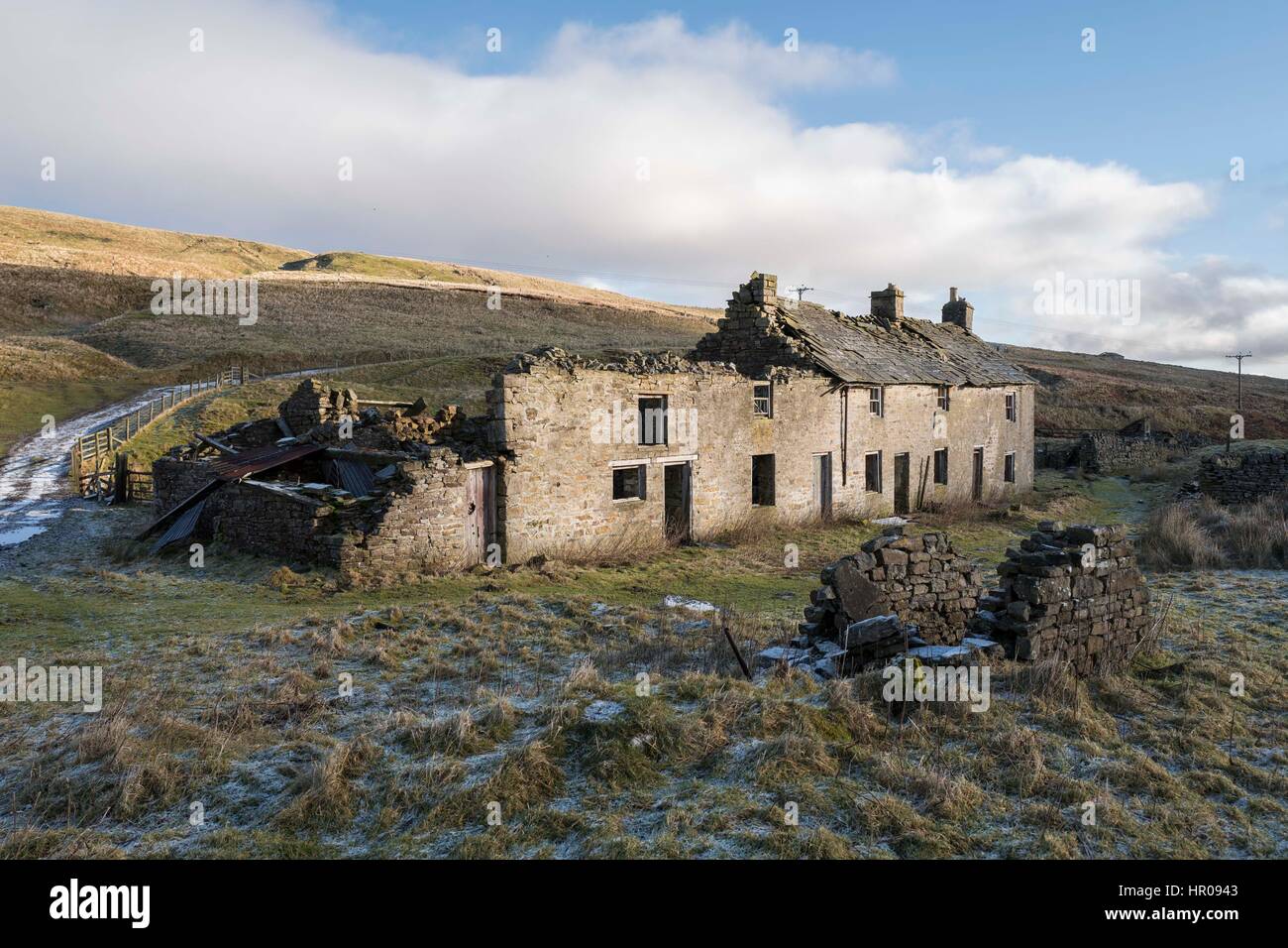 Derelict cottages, County Durham Stock Photo Alamy
