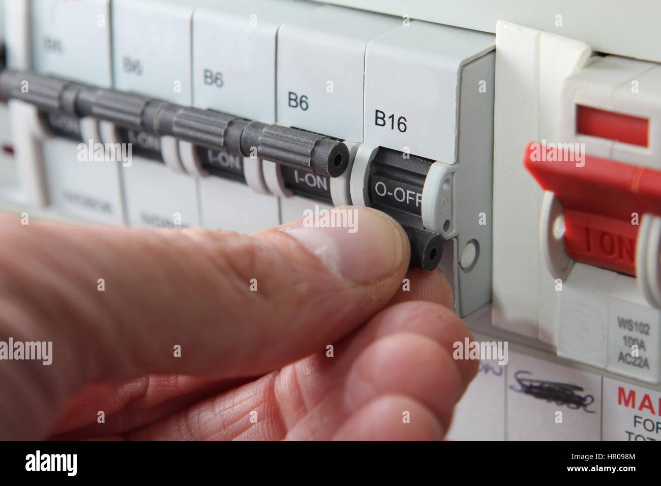 Switching an MCB (Micro Circuit Breaker) on a UK domestic electrical