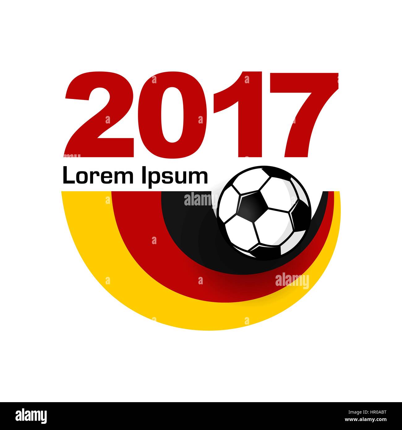 Emblem icon for football championship. German flag and soccer ball. Stylized concept web banner on football game for funs and players. Stock Vector