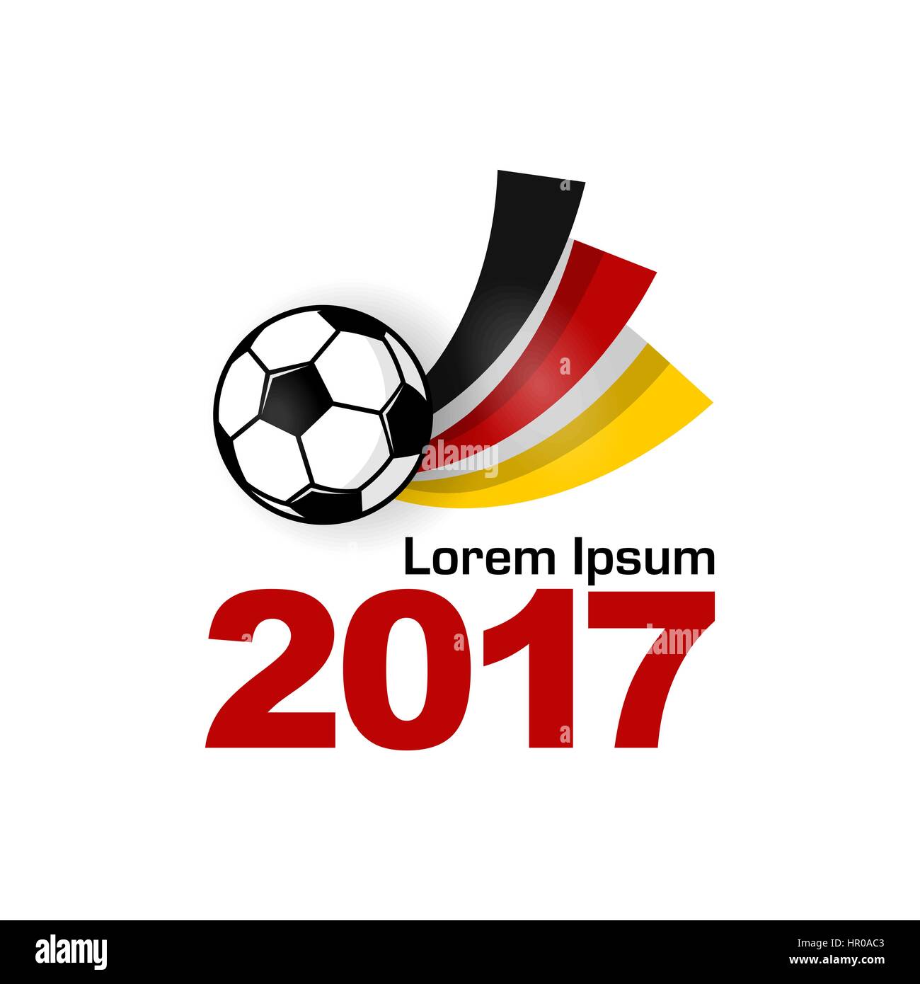 German flag and soccer ball. Stylized concept web banner on football game for funs and players. Emblem icon for football championship. Stock Vector