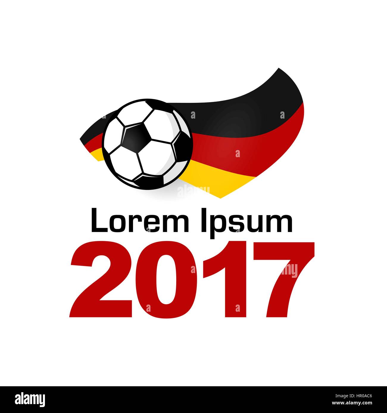 Emblem icon for football championship. Stylized concept web banner football game for funs and players. German flag and soccer ball. Stock Vector
