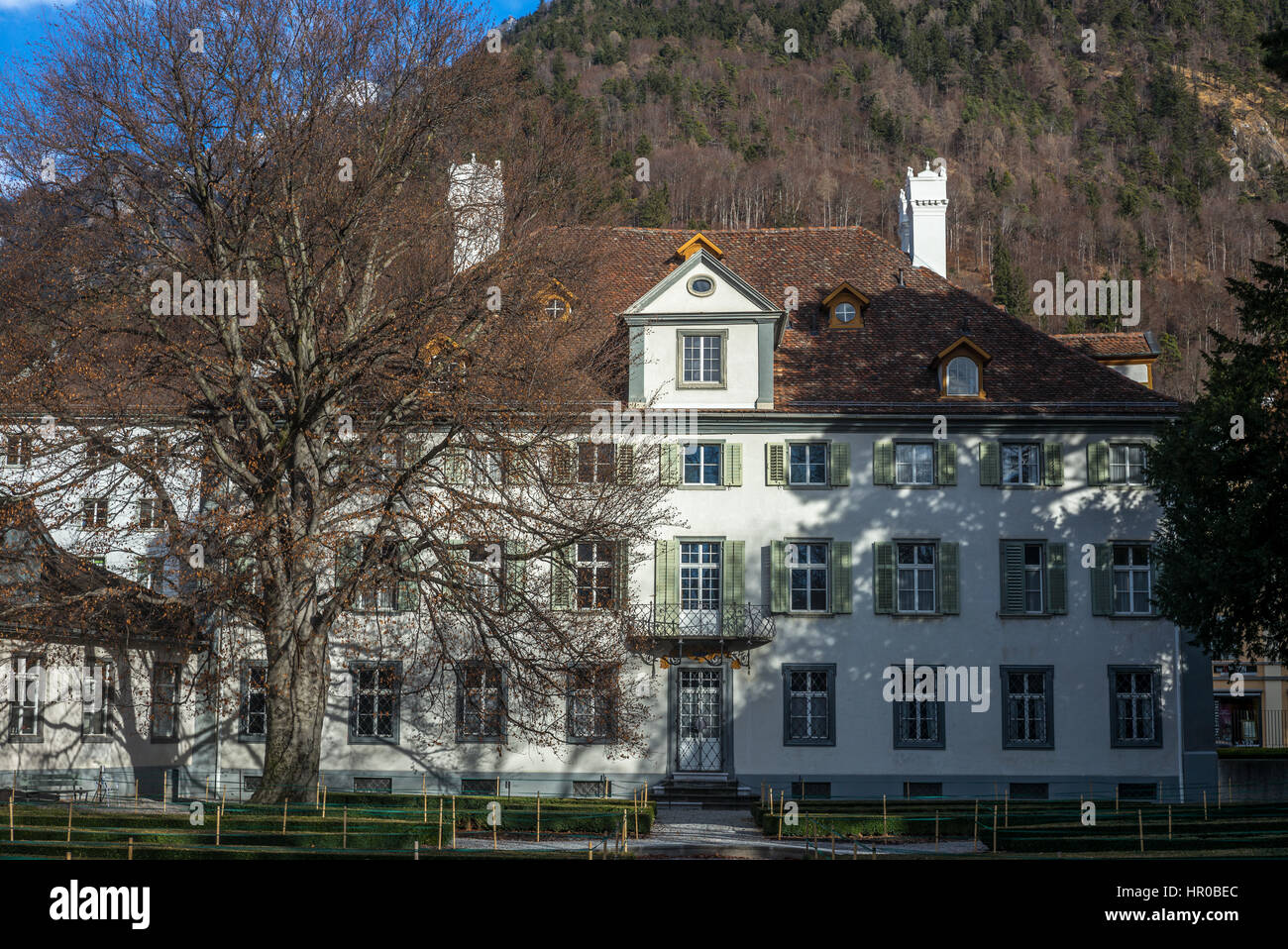 CHUR, SWITZERLAND FEBRUARY 19, 2017 Park facing entrance of the
