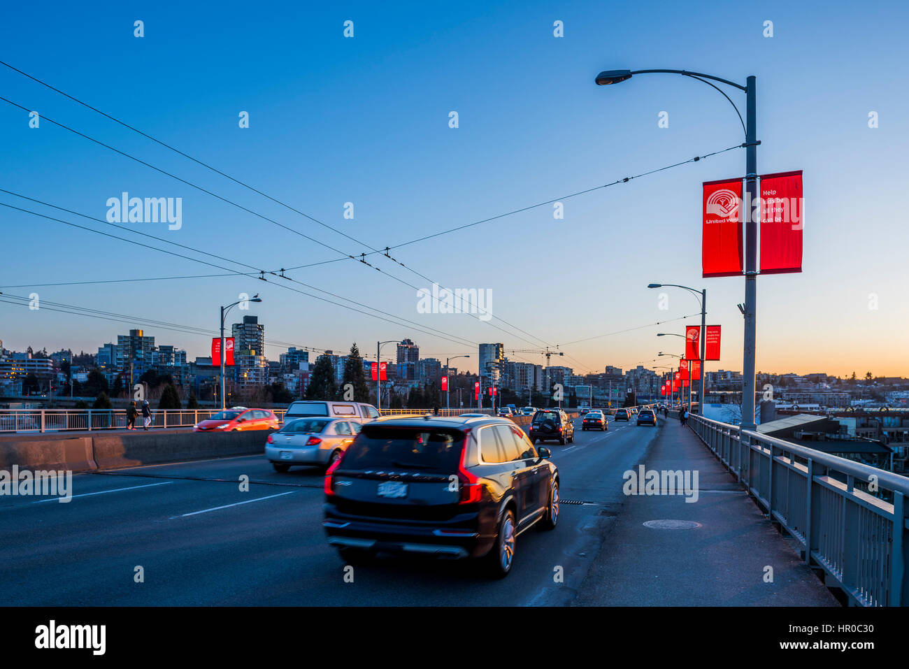 Granville Bridge traffic, Vancouver, British Columbia, Canada Stock