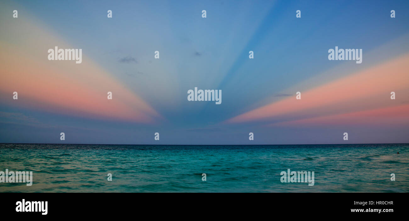 Stunning sunset glow in Cayo Coco Cuba Stock Photo