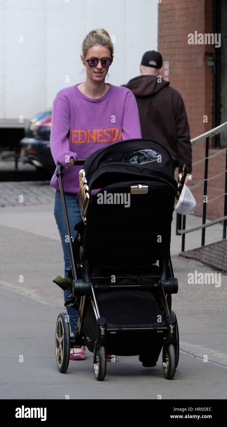 Nicky Hilton Rothschild out and about in Soho with her baby daughter ...