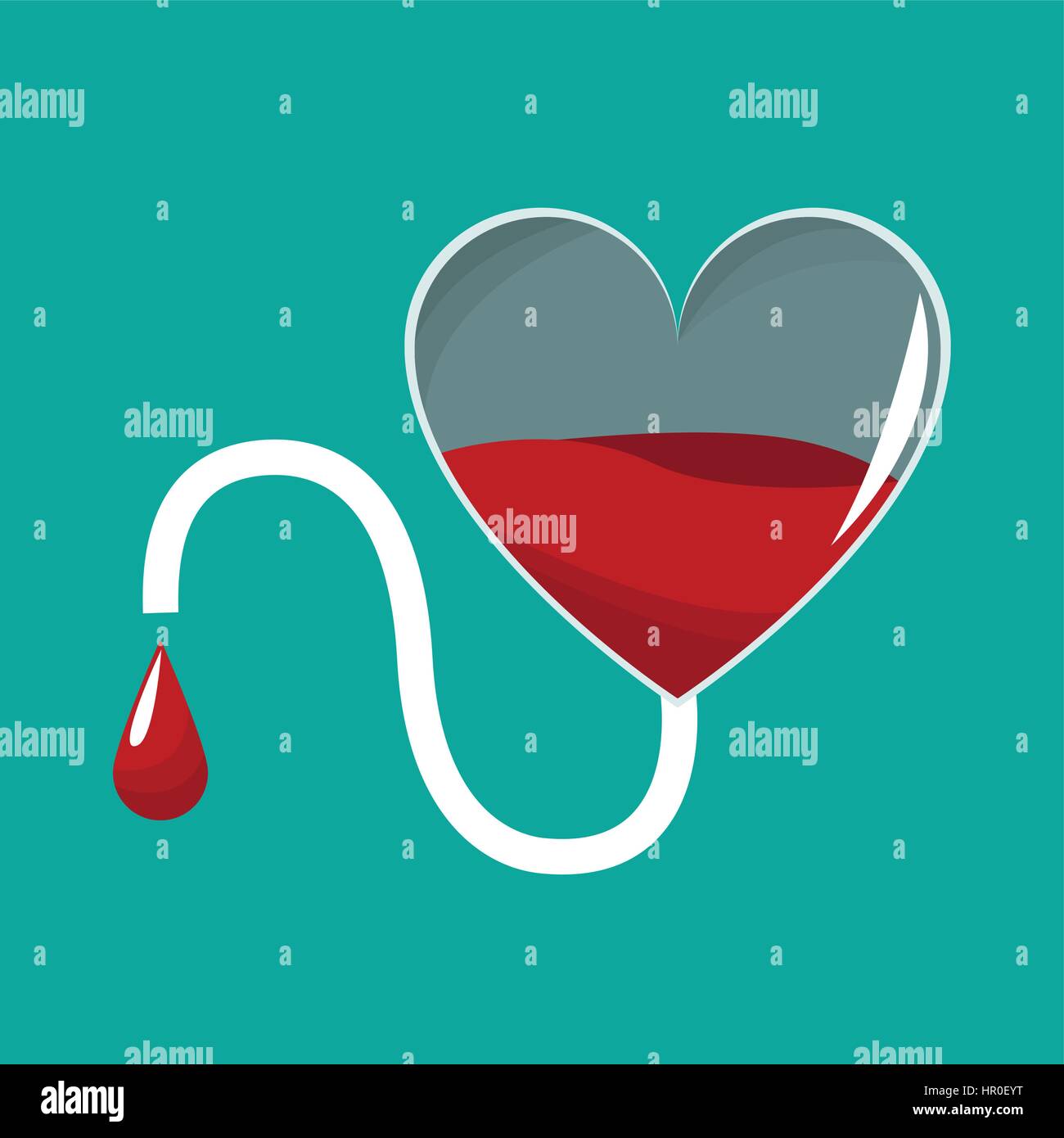 donate blood heart tube drop Stock Vector