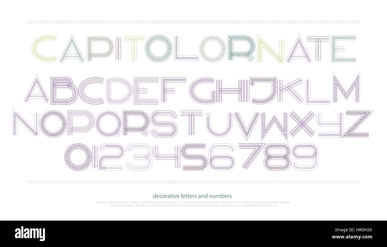 Ornate Style Alphabet Letters And Numbers Vector Font Type Design