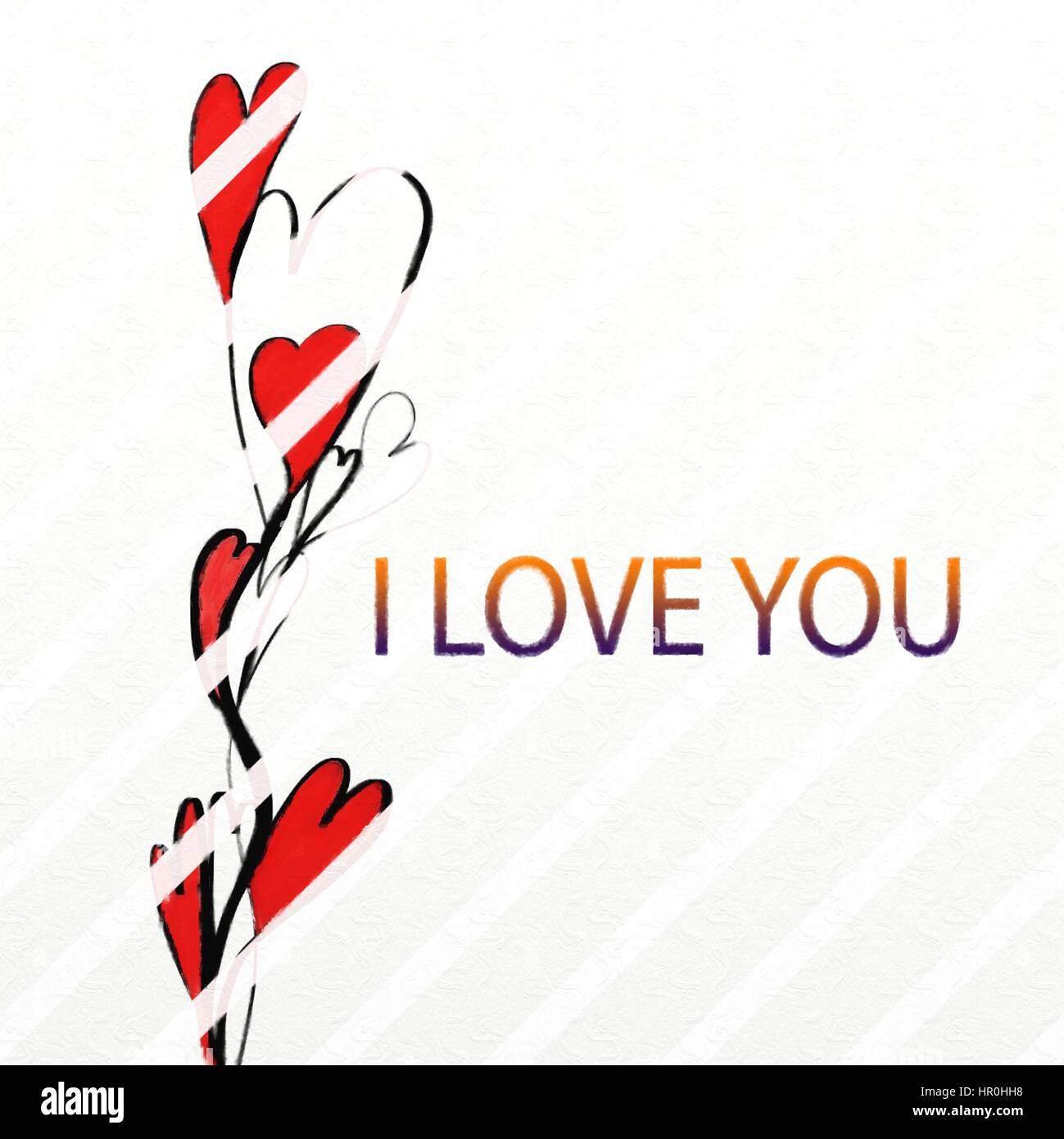 watercolor painted love card design from shapes and hearts i love you