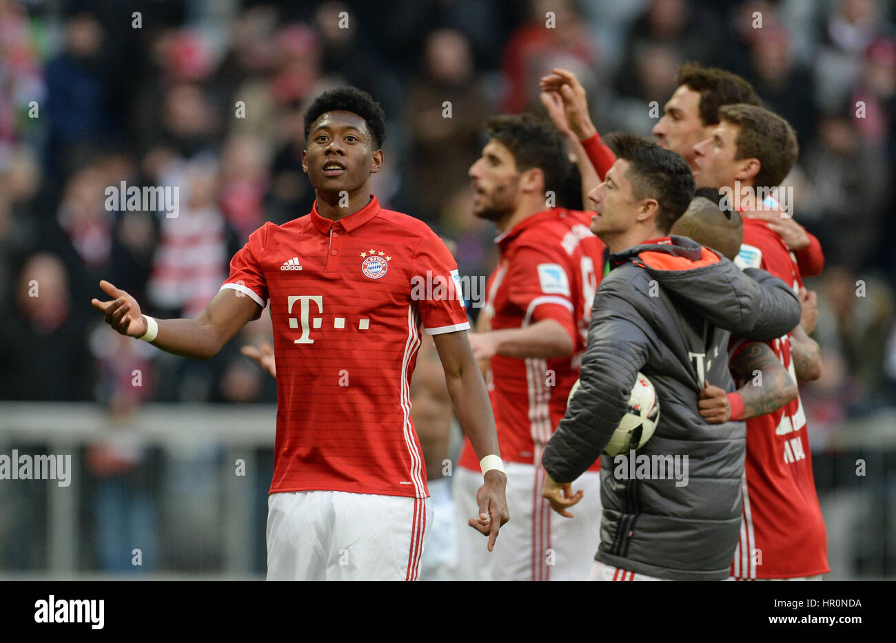 Munich, Germany. 25th Feb, 2017. Munich players with David Alaba (L ...