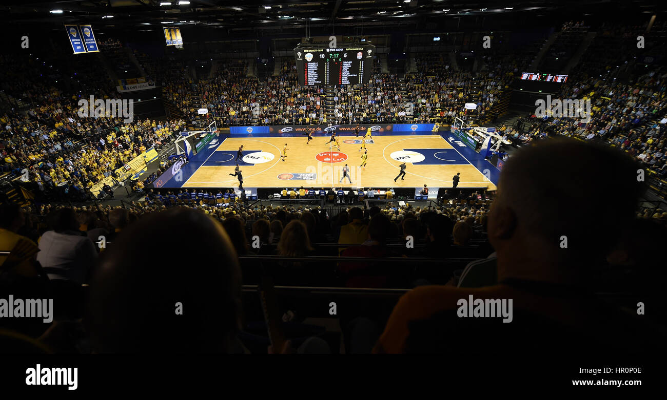 A view of the playing field during the game between EWE Baskets