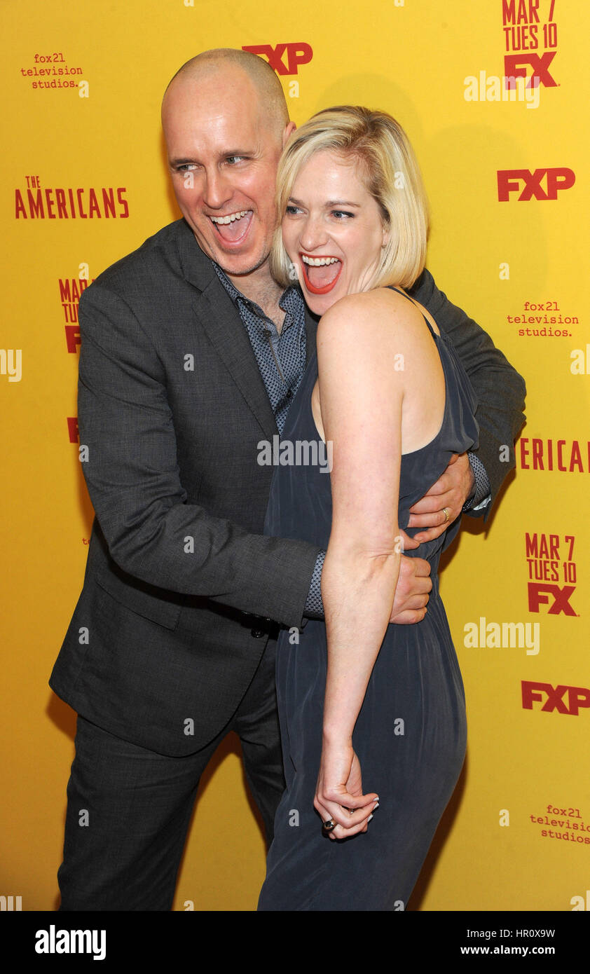 New York, NY, USA. 25th Feb, 2017. Suzy Jane Hunt and Kelly AuCoin attends 'The Americans' season 5 premiere at DGA Theater on Februa ry 25, 2017 in New York City. Credit: Media Punch Inc/Alamy Live News/Alamy Live News Stock Photo