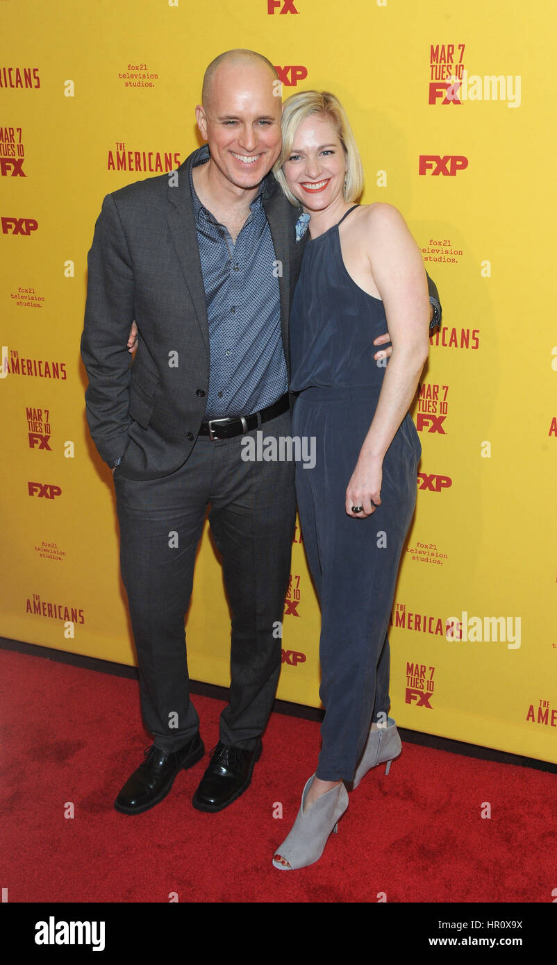 New York, NY, USA. 25th Feb, 2017. Suzy Jane Hunt and Kelly AuCoin attends 'The Americans' season 5 premiere at DGA Theater on Februa ry 25, 2017 in New York City. Credit: Media Punch Inc/Alamy Live News/Alamy Live News Stock Photo