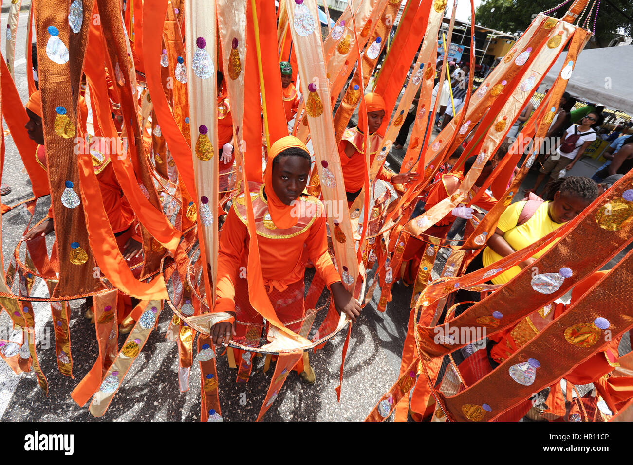 Port of Spain, Trinidad. 25th February 2017. Children prance and