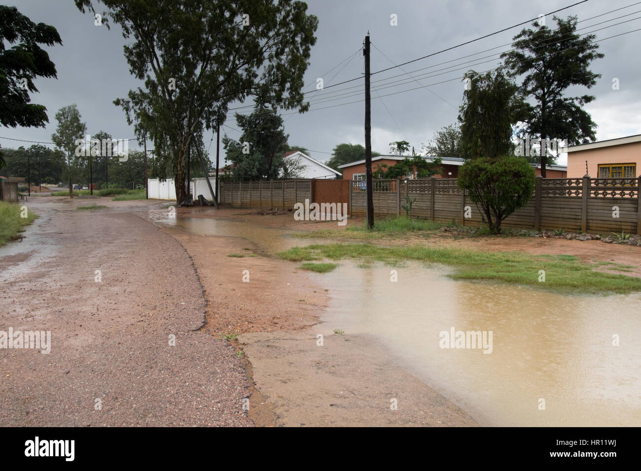 Gaborone, Botswana. 25 February, 2017. Surface flooding in Gaborone, Botswana. Cyclone Dineo has