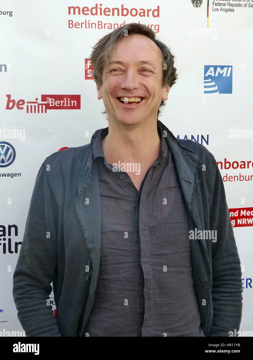 Los Angeles, US. 25th Feb, 2017. Composer Volker Bertelmann (aka. Hauschka), photographed during the traditional reception for the German Oscar nominees at the historical Villa Aurora in Los Angeles, US, 25 February 2017. The Academy Award ceremony takes place on 26 February 2017. Photo: Barbara Munker/dpa/Alamy Live News Stock Photo