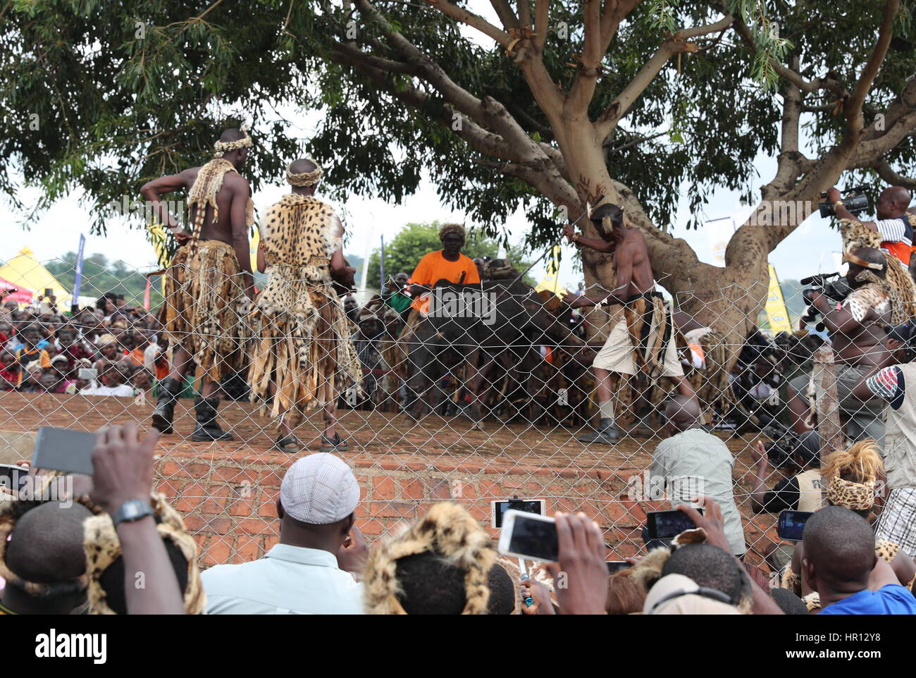 Chipata, Zambia. 25th Feb, 2017. People take photos during the Ncwala
