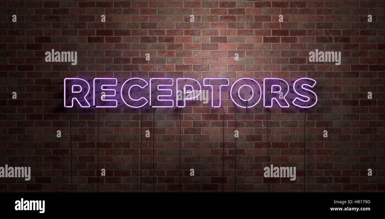 Receptor Signage RECEPTORS - fluorescent Neon tube Sign on brickwork - Front view - 3D ...