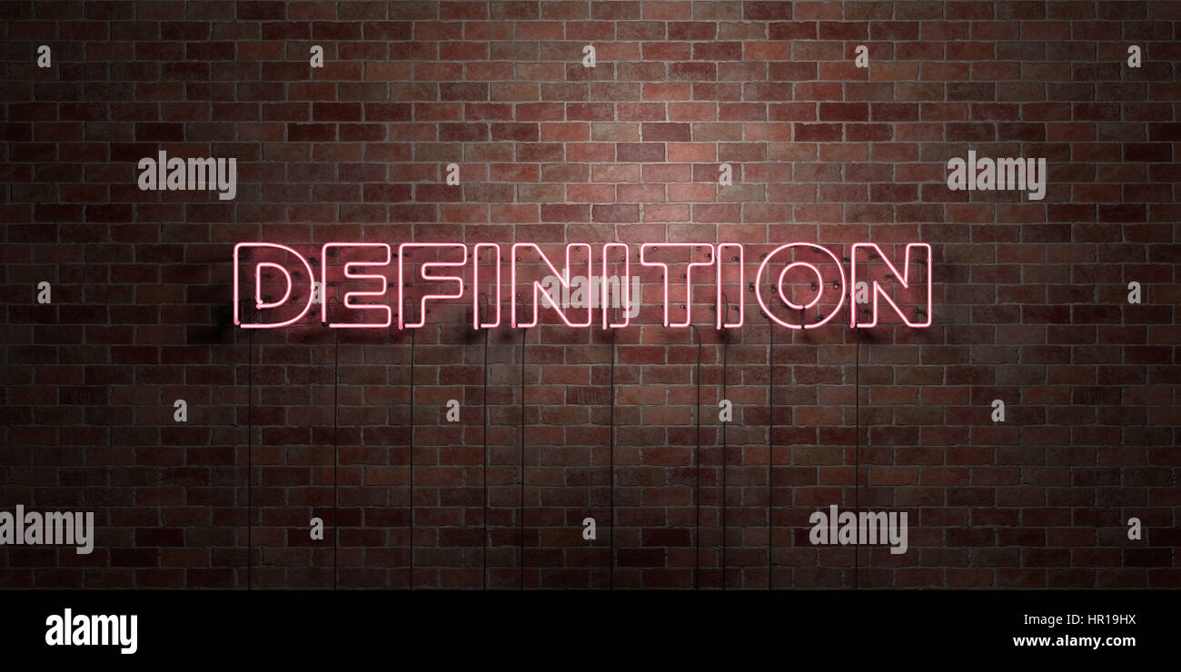 Definition Fluorescent Neon Tube Sign On Brickwork Front View