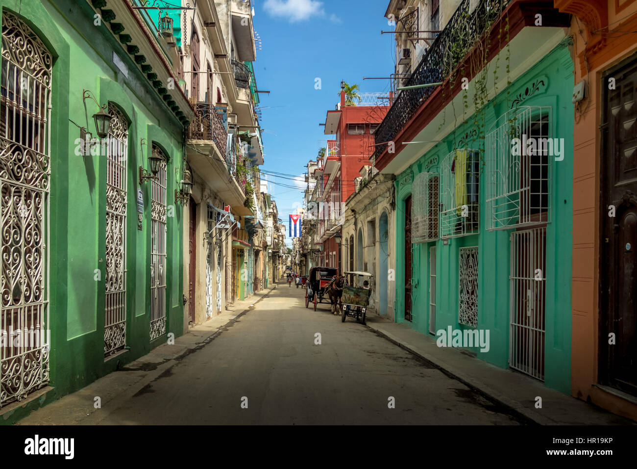 Old Havana downtown Street - Havana, Cuba Stock Photo